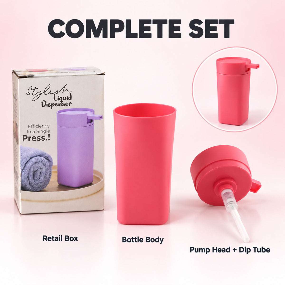 Liquid Soap Dispenser Bottle with Press Pump, Refillable Hand Wash Bottle (1 Pc)