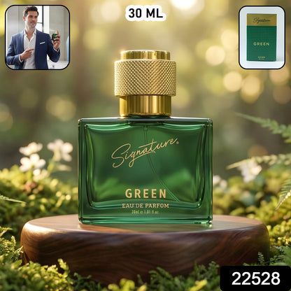 Signature green perfume bottle packaging design