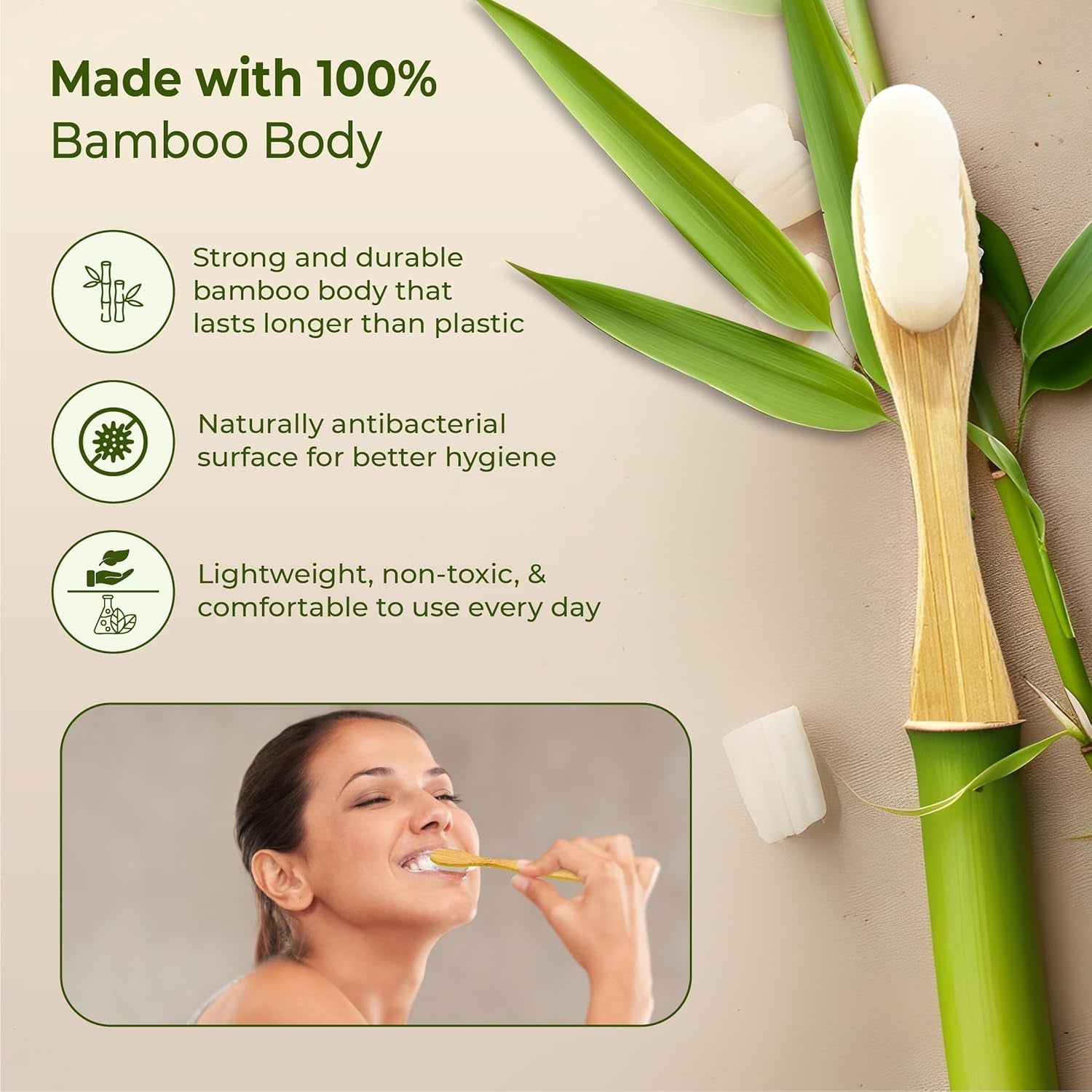 Natural Wooden Handle Tooth Cleaning Brush With Case (1 Pc)