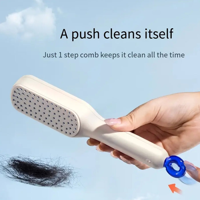 Self-Cleaning Hairbrush, Self-Cleaning Anti-Static Detangling Massage Comb, One-pull Clean Scalable Rotate Lifting Self Cleaning Hairbrush Hair Styling Tools
