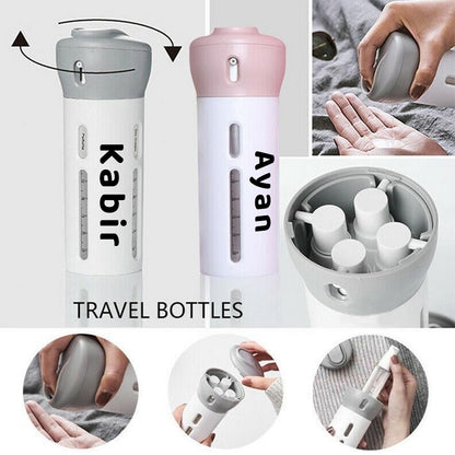 1384 4 in 1 Travel Dispenser Bottle Set Travel Refillable Cosmetic Containers Set DeoDap