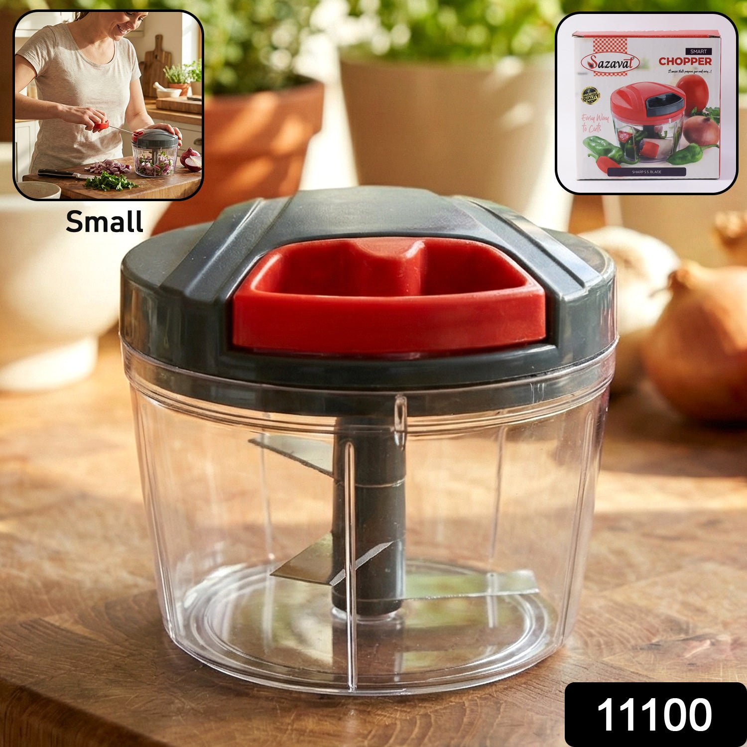 Compact Manual Hand-Press Vegetable Chopper (1 Pc)