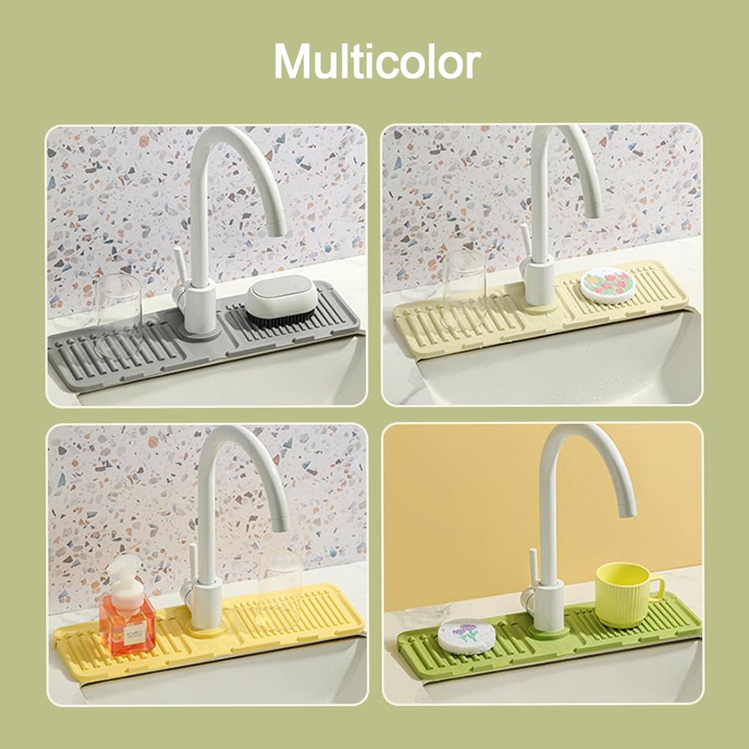 Silicone Faucet Splash Guard Pad for Kitchen & Bathroom Sink (1 Pc / Mix Design & Size)