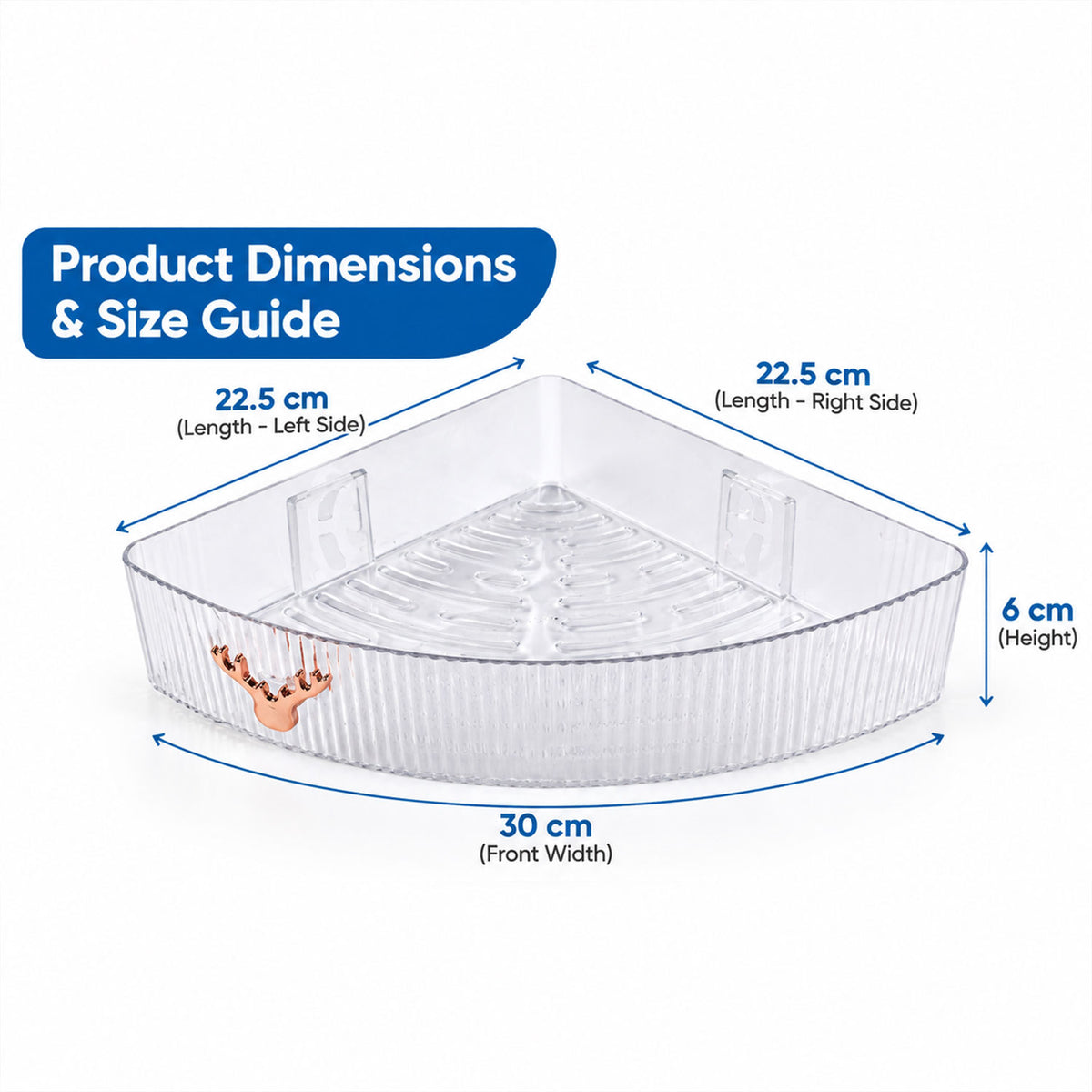 Apex Transparent Corner Rack with Adhesive Mounts for Bathroom Storage Shelf (1 Pc)