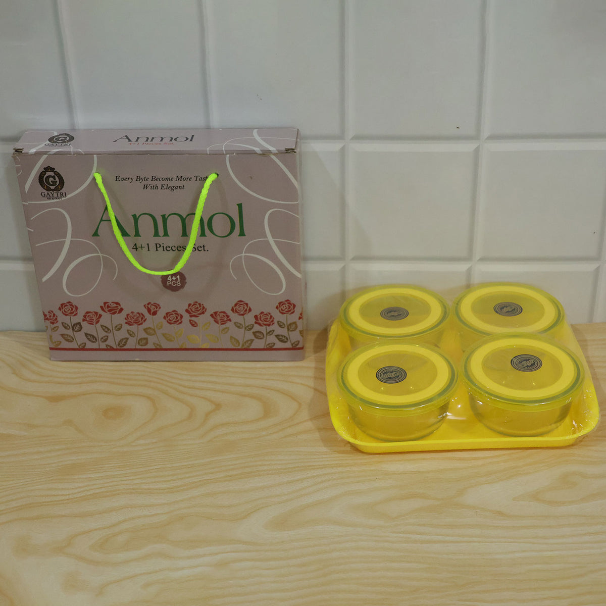 Glass Bowl Set with Plastic Lids and Serving Tray for Snacks and Nuts (5 Pc Set)