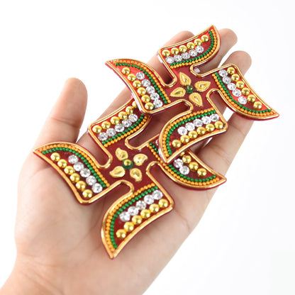 Swastik Decorative Sticker – Traditional Acrylic Pooja Décor Set