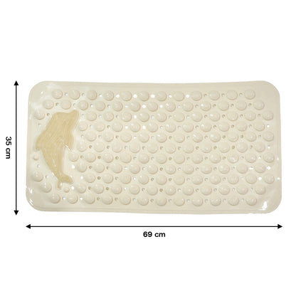 Bathroom safety bath mat on wet floor