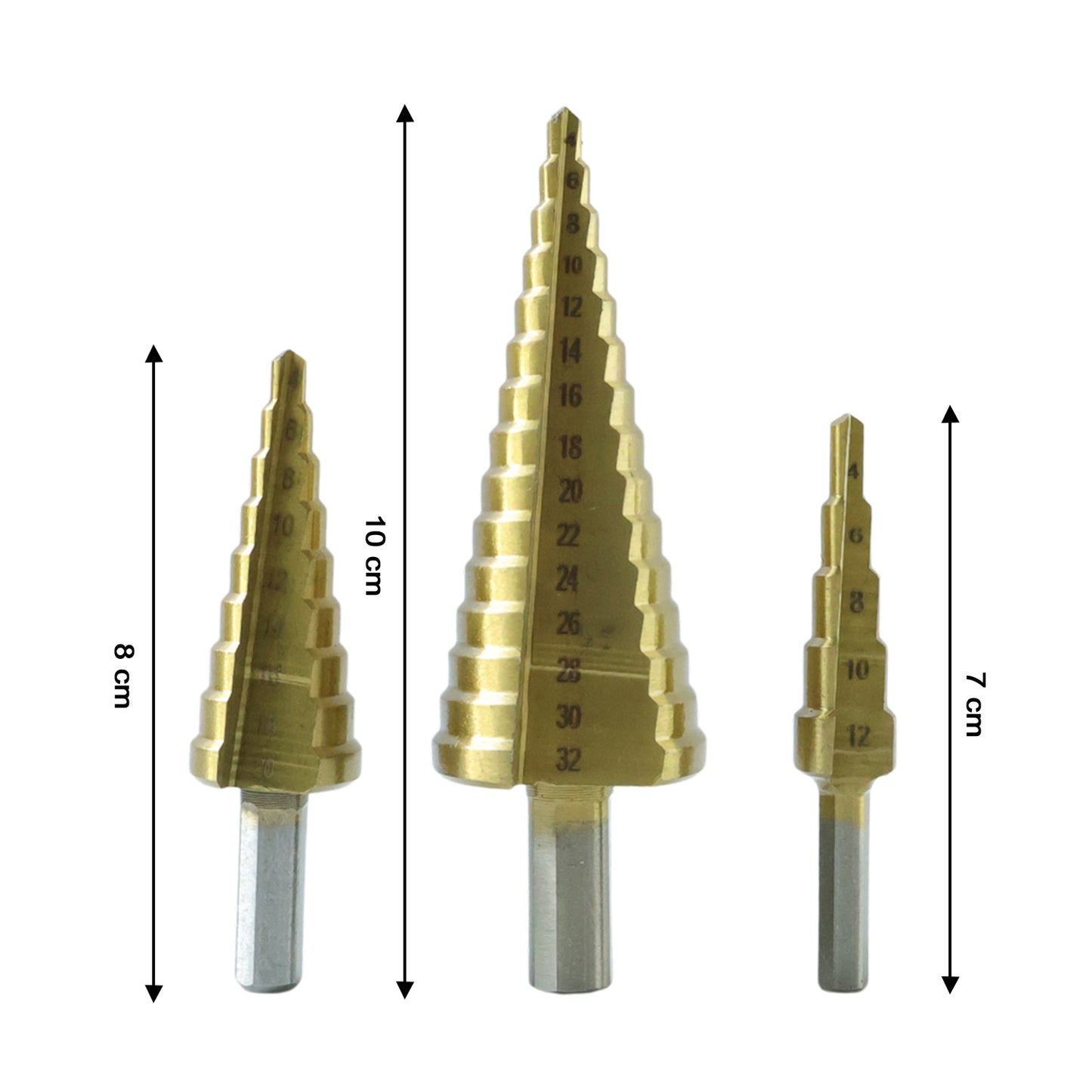 Hexagonal shank of titanium step drill bit