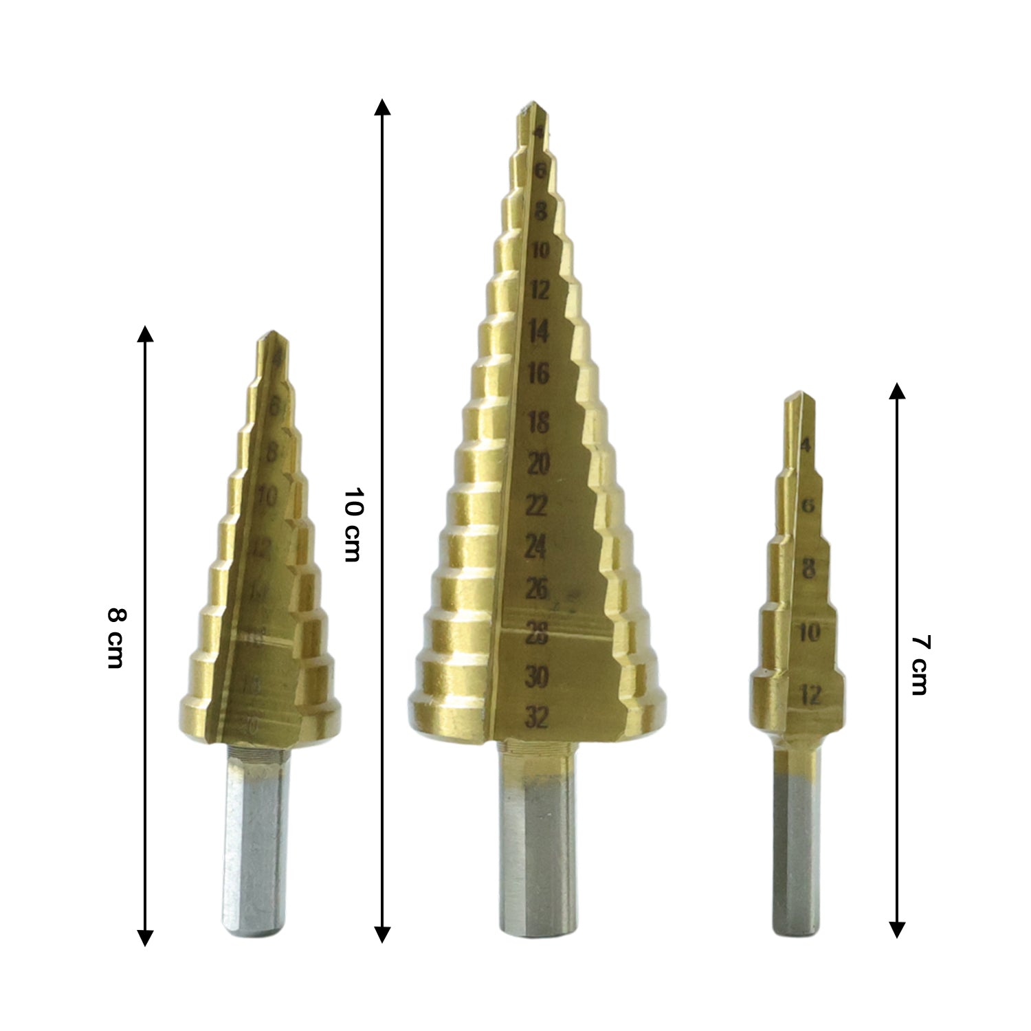 Hexagonal shank of titanium step drill bit