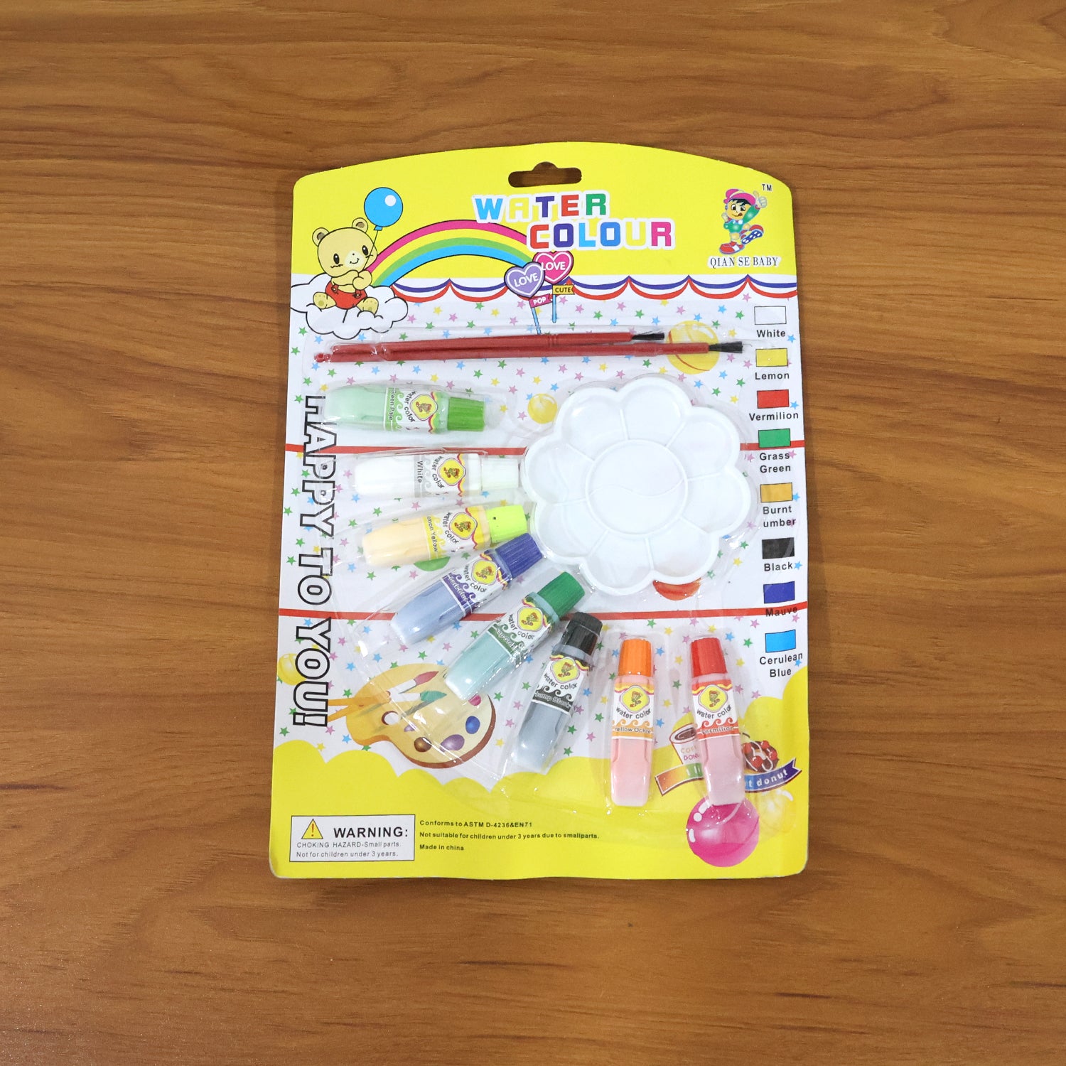 Watercolor Paint Set with 8 Vibrant Colors, Brushes, and Palette