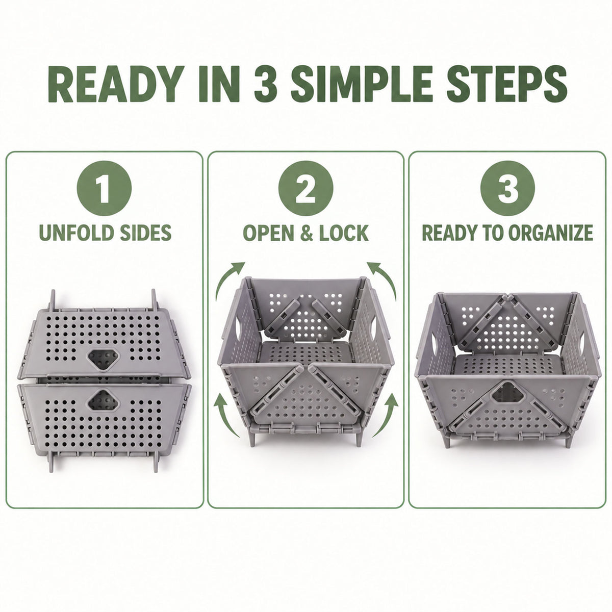Foldable Storage Basket – Ventilated & Space-Saving | Tidy Table