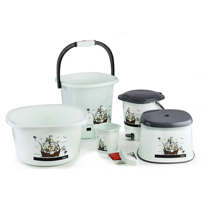 Plastic Bathroom Accessories Set (Mix Color / 6 Pc)