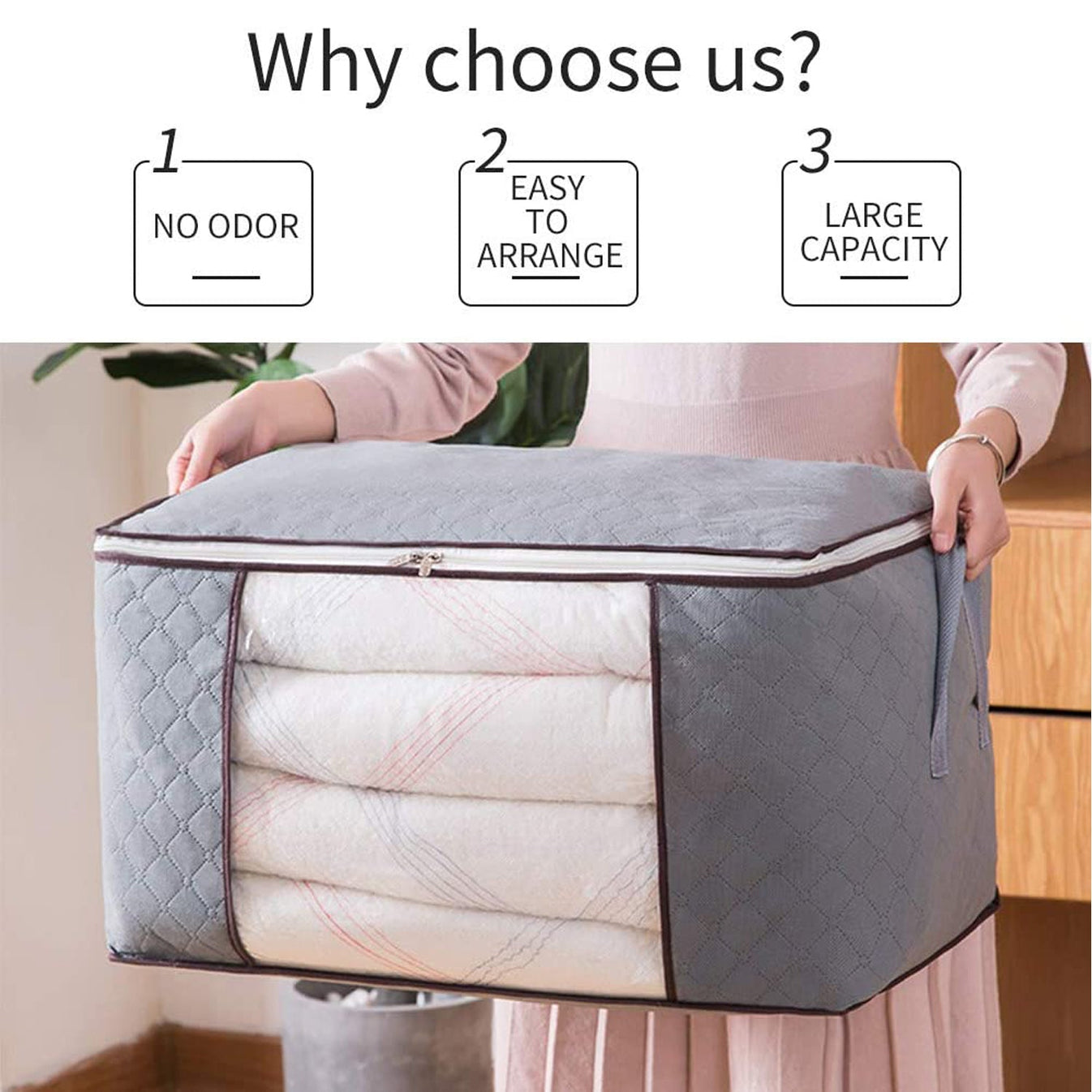 Travel Storage Bag for Clothes & Essentials | Multipurpose Clothes Organizer with Zipper, Lightweight Foldable Travel Organizer Bag for Luggage, Toiletries, Accessories, Home & Travel, Grey (Size: 35x25x10*cm) - Grey - Image 7