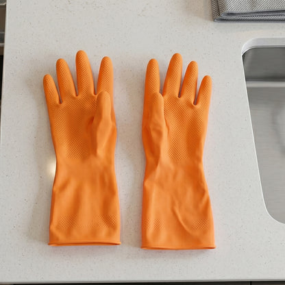 Waterproof orange gloves for daily cleaning
