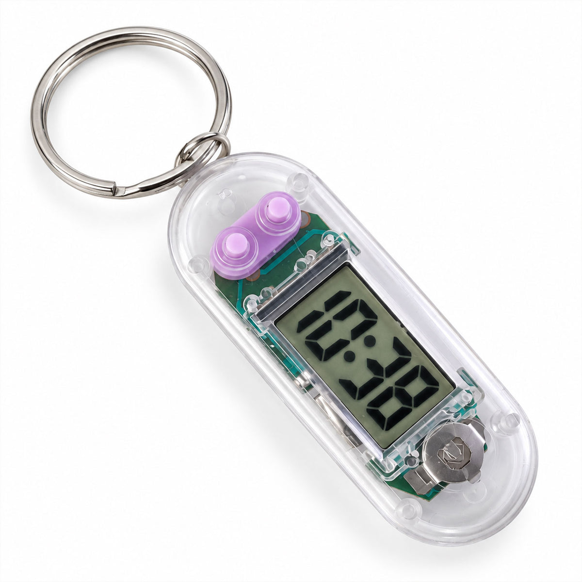 Transparent Digital Clock Keychain with LCD Display for Everyday Timekeeping (1 Pc)