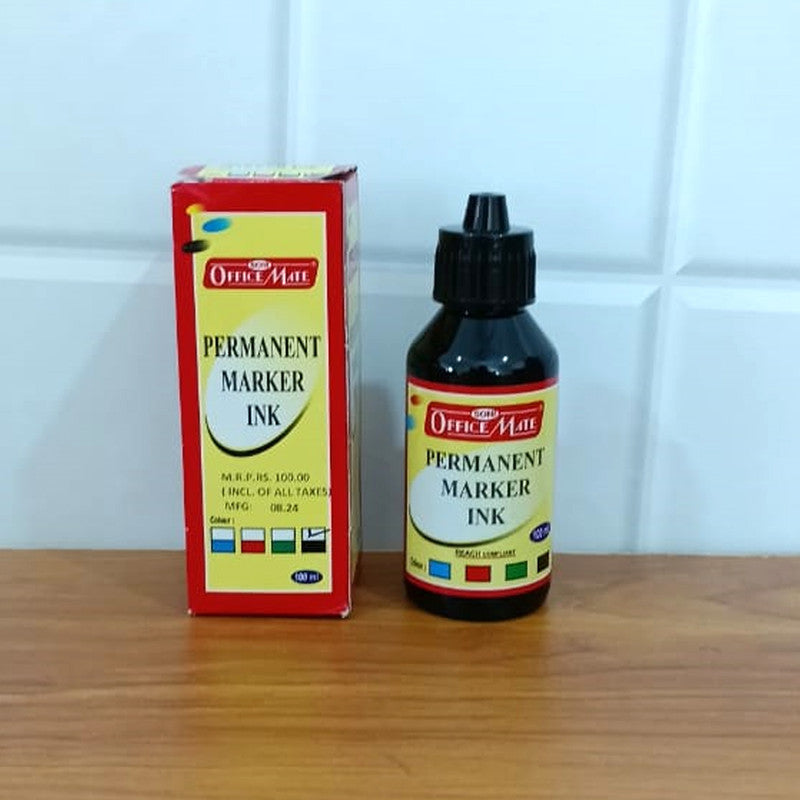 OfficeMate Permanent Marker Ink 100ml – Black, Long-Lasting Refill Ink for Permanent Markers