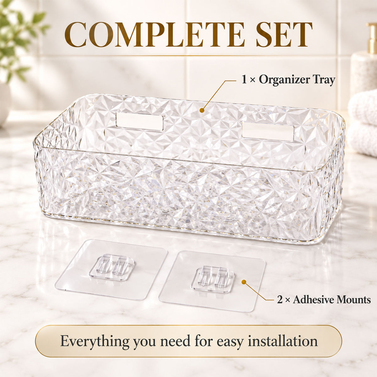 Diamond Design Bathroom Wall Rack for Toiletries and Cosmetic Storage (1 Pc)