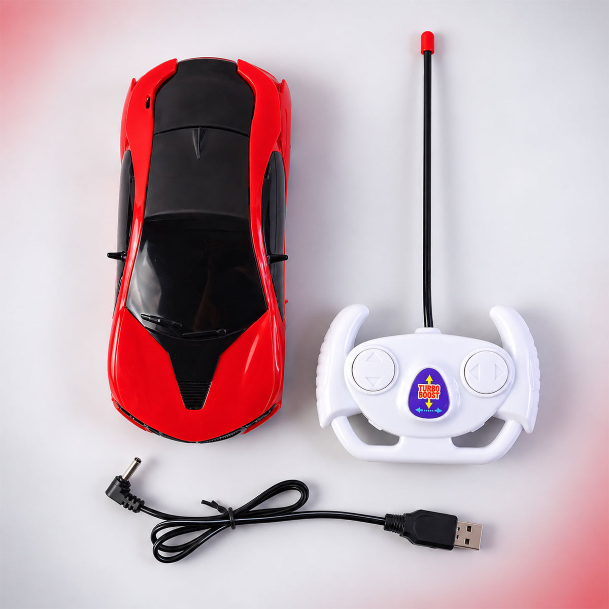 Rechargeable RC Sports Car Toy with 3D Sparkling LED Lights for Kids (1 Pc)