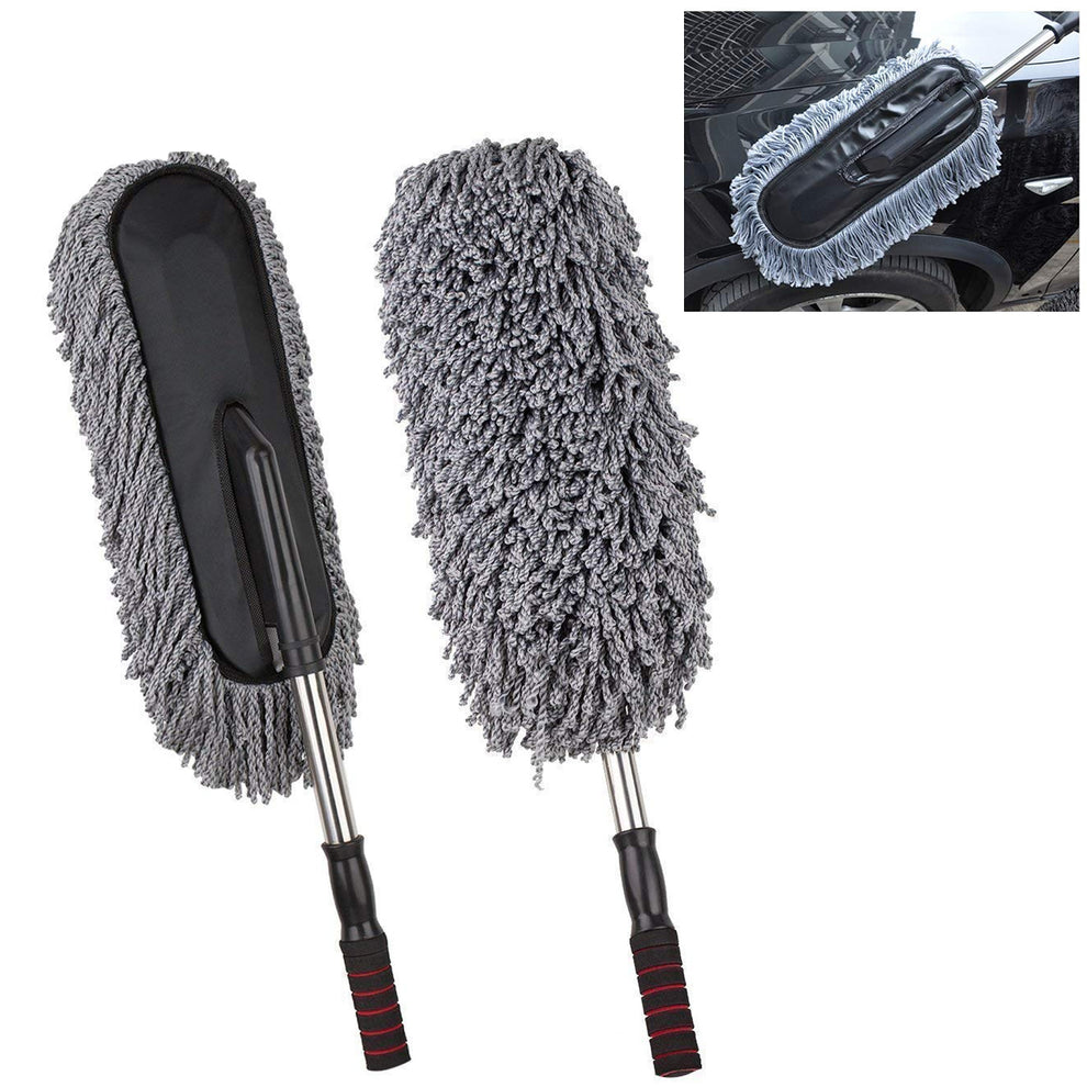 Car Duster with Long Retractable Handle & Soft Microfiber Bristles