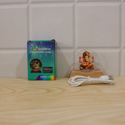 3D Ganesha Acrylic LED Lamp with Warm Golden Glow for Decor (1 Pc)