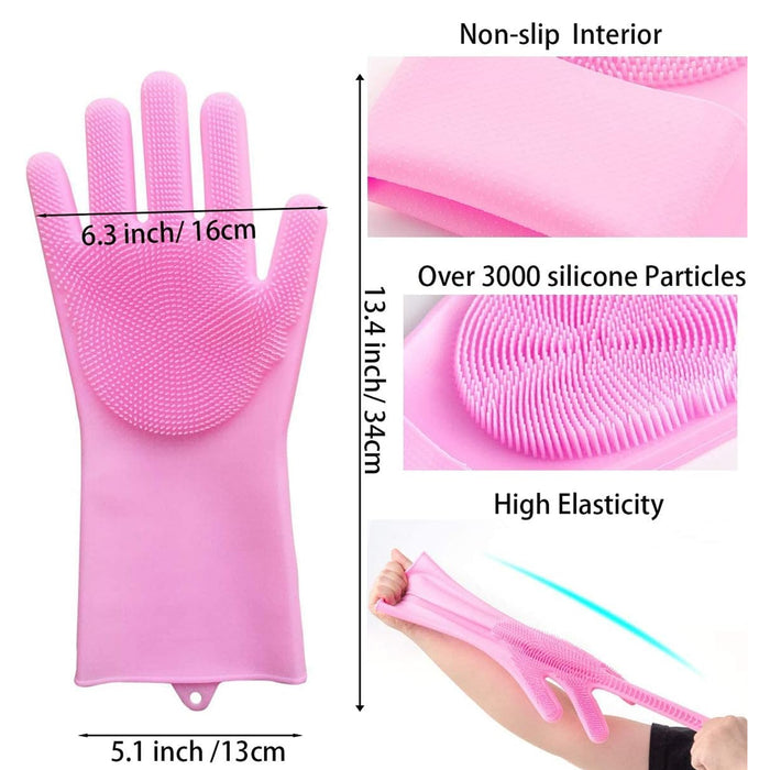 Reusable Silicon Dish Scrubber Rubber Gloves, Hook Design Household Kitchen  Cleaning Glove for Car Washing (1 Pair With Adhesive Hook) : :  Everything Else