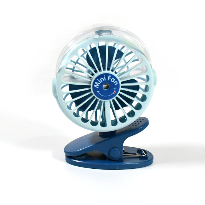 Portable Clip-on Fan, Battery Operated, With Light & Spray, Small Yet Powerful USB Table Fan, 3-Speed Quiet Rechargeable Mini Desk Fan, 360° Rotation, Personal Cooling Fan for Home, Office, Camping