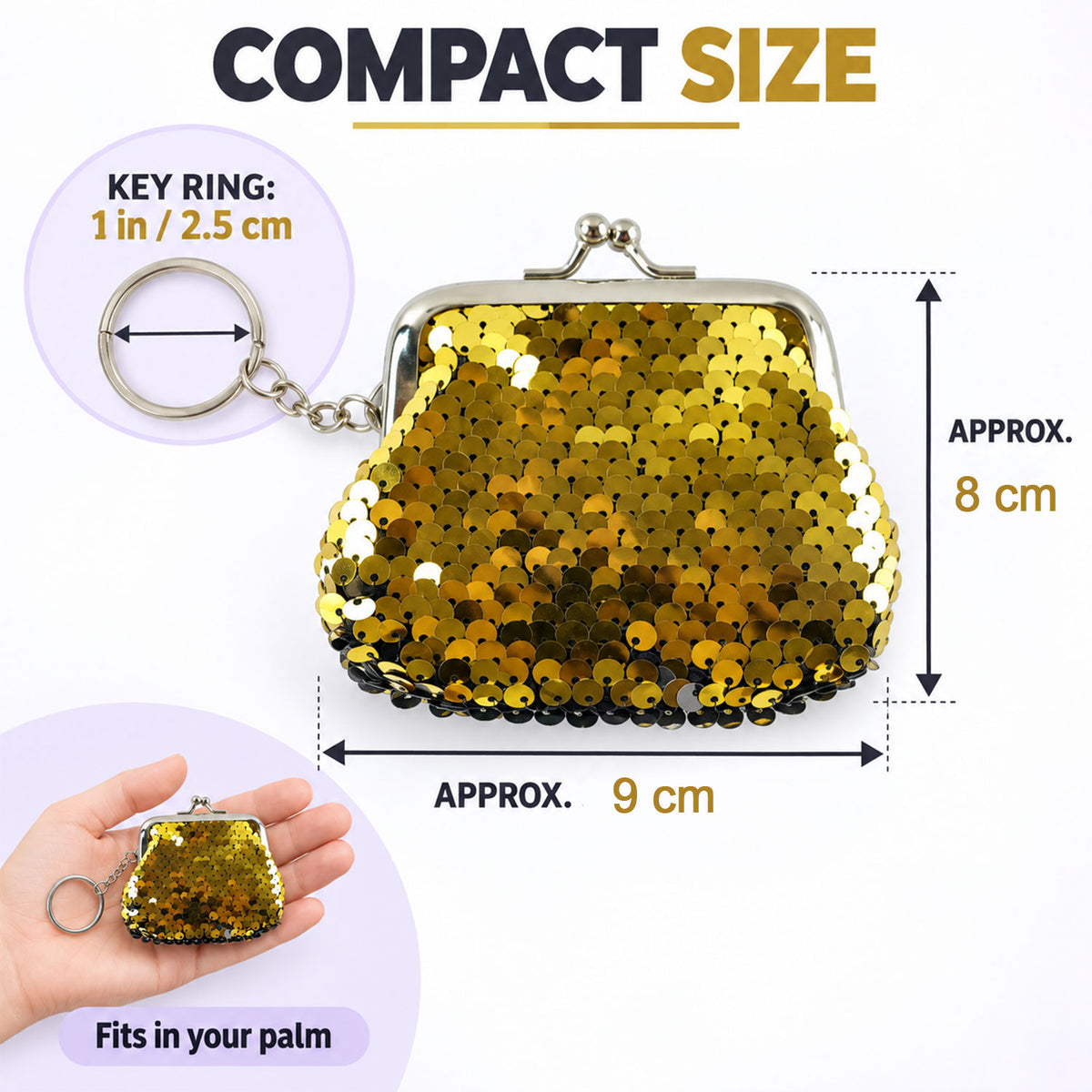 Mini Coin Purse Keychain for Travel with Clasp Closure (1 Pc)