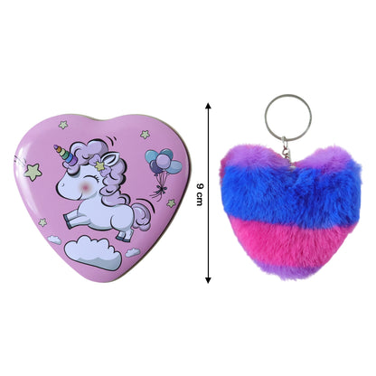 Heart Shape Gift Box & Plush Keychain (2 Pc)