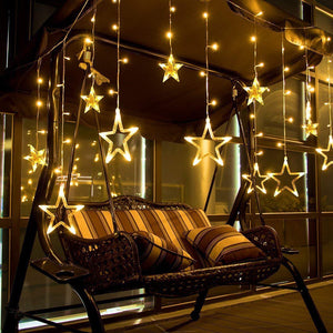 12 stars curtain string lights for festival decoration