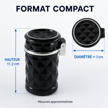 Car Cupholder Ashtray – LED Light, Lid & Portable Bin | Velvet Wheels
