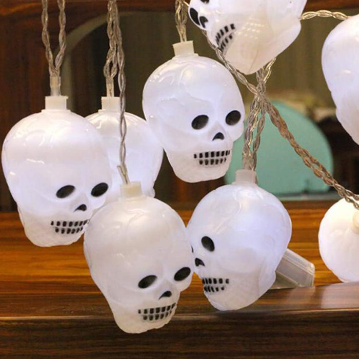 Halloween Decoration Outdoor Indoor Skeleton Head 16 Skulls String Light Set Blow Mold, Decoration Lights Fairy Lights Led Garlands Halloween Decor Garland Decor Wreath Pumpkin
