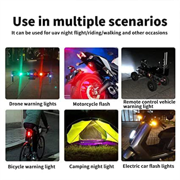 Mini LED Strobe Lights, Waterproof Lights, Lightweight RGB LED Lights Drone Strobe Lights Veicle Anti-Collision Strobe Light Bike Motocycle Lights USB Recharge  Multi-colors
