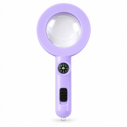 Handheld Magnifying Glass with LED Light and Compass for Nature Exploration (1 Pc)