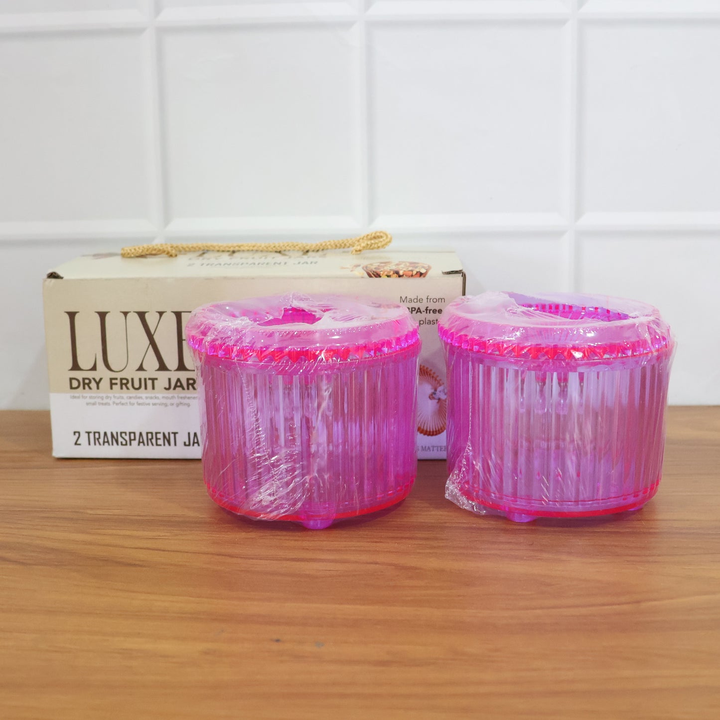 Plastic Luxury Transparent Dry Fruit Storage Jars  (2 Pc)