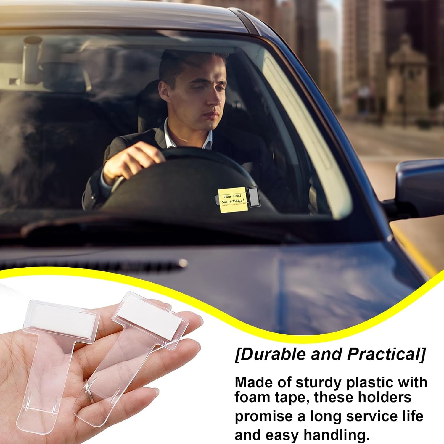 Windscreen cardholder, Fastag Stand, Transparent Ticket Holder Car (2 Pc Set)