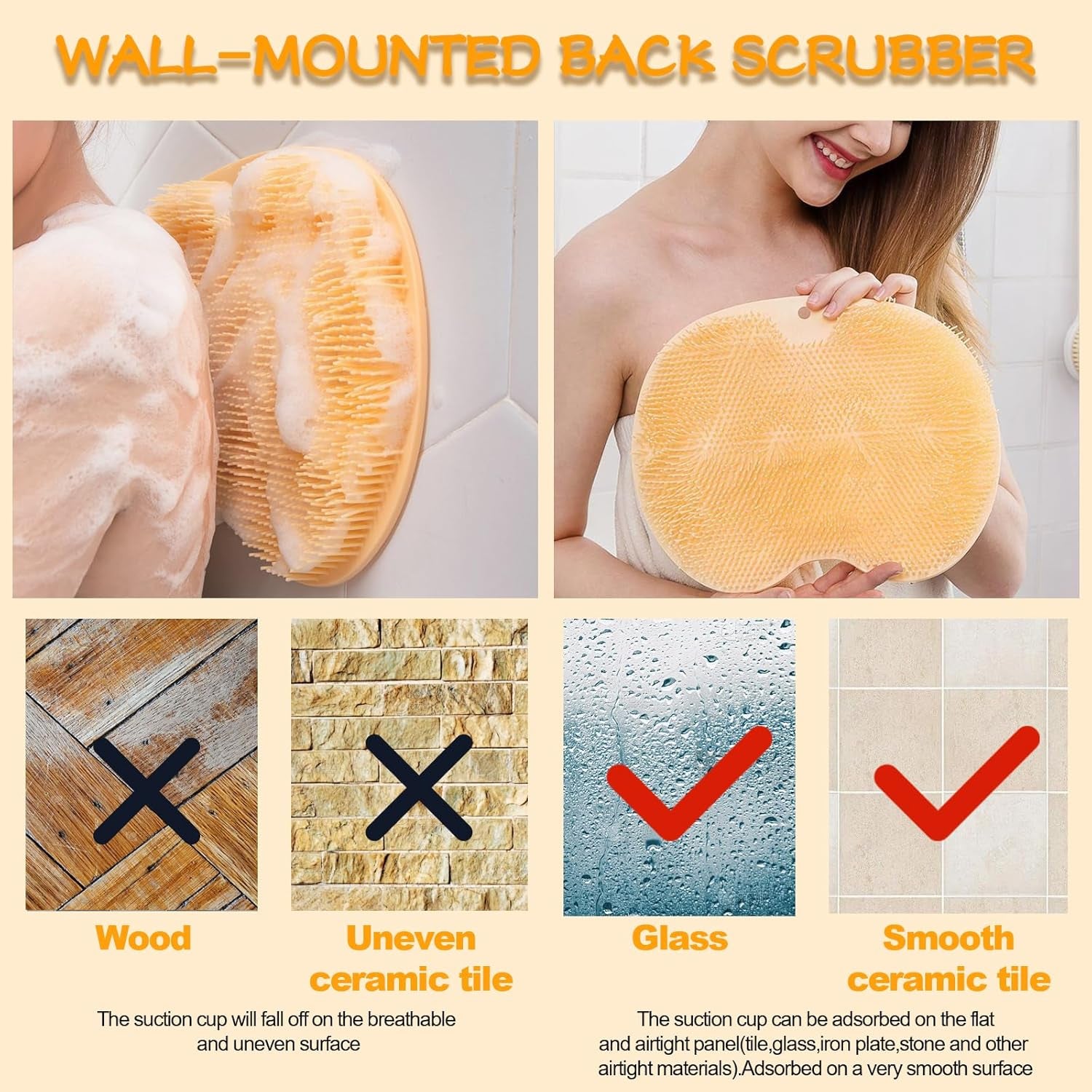 Yellow Silicone Bath Massage Cushion – Suction Cup Exfoliating Foot Scrubber & Mat