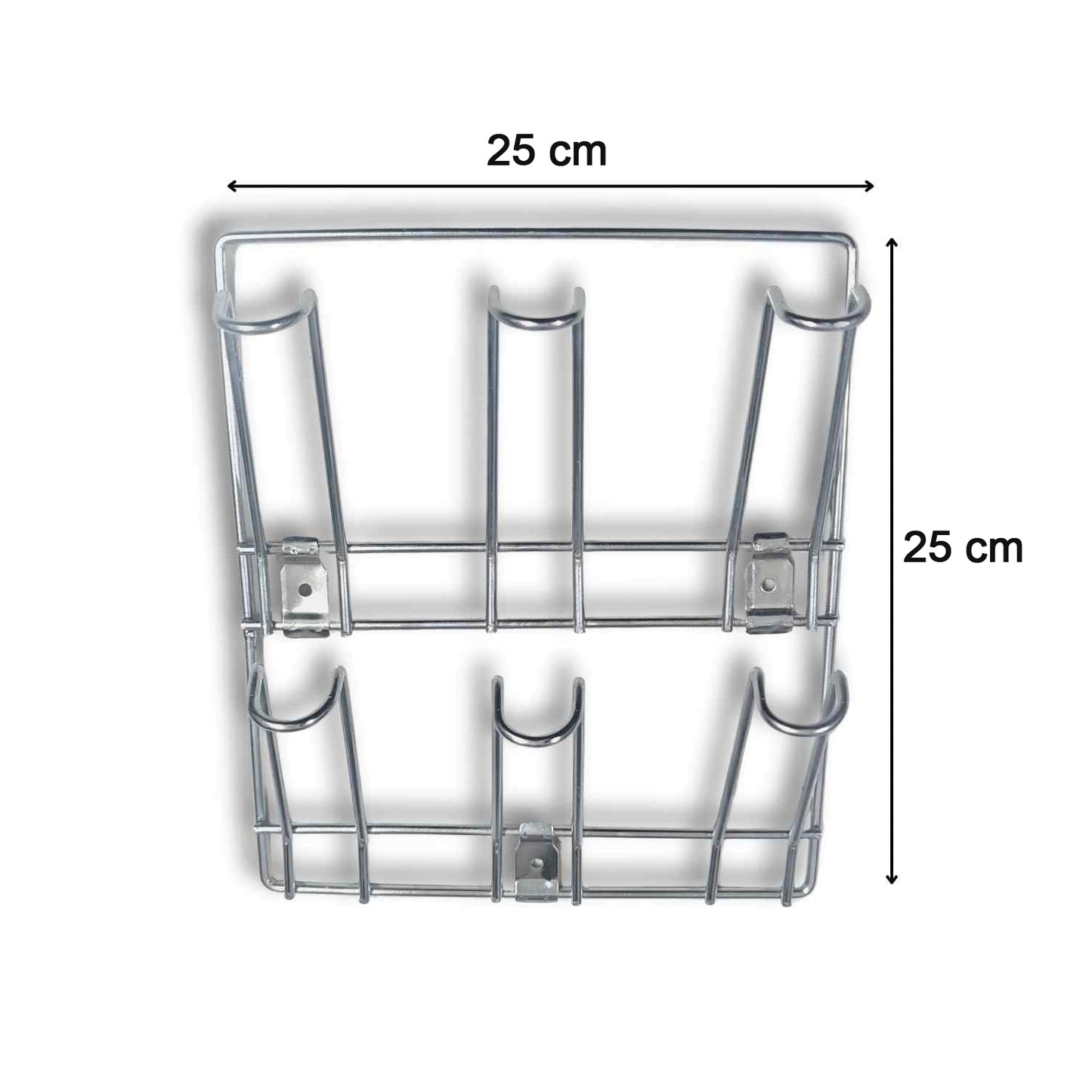 Wall-mounted stainless steel mug & cup holder rack front view