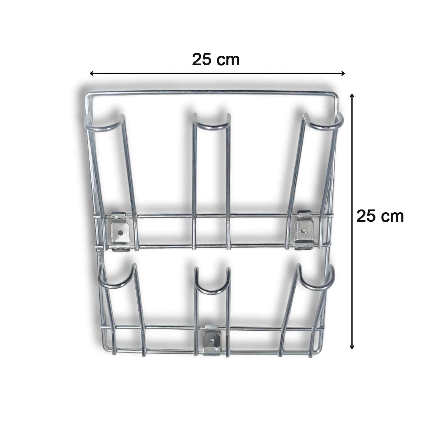 Wall-mounted stainless steel mug & cup holder rack front view