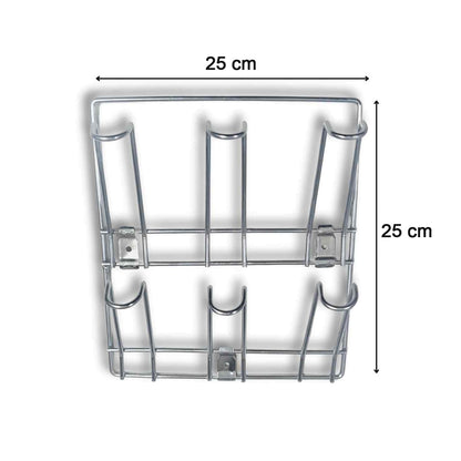 Wall-mounted stainless steel mug & cup holder rack front view