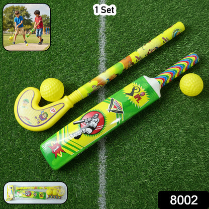 Combo of Light Weight Plastic Bat, Ball & Hockey for Kids, Boys, Indoor, Outdoor Play