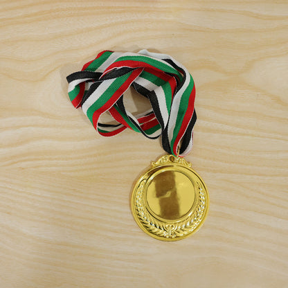 Gold Medal Gift with Tricolor Ribbon for Achievers, Kids and Winners (1 Pc)