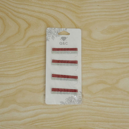 glitter red and silver metal hair pins set