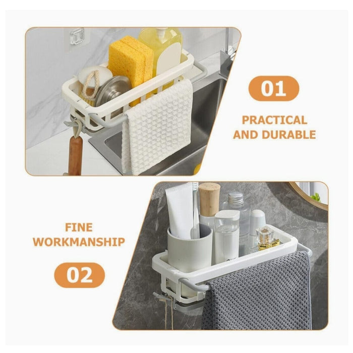 Multipurpose Platic Hanging Drain Rack Retractable Sponge Storage Hang ...