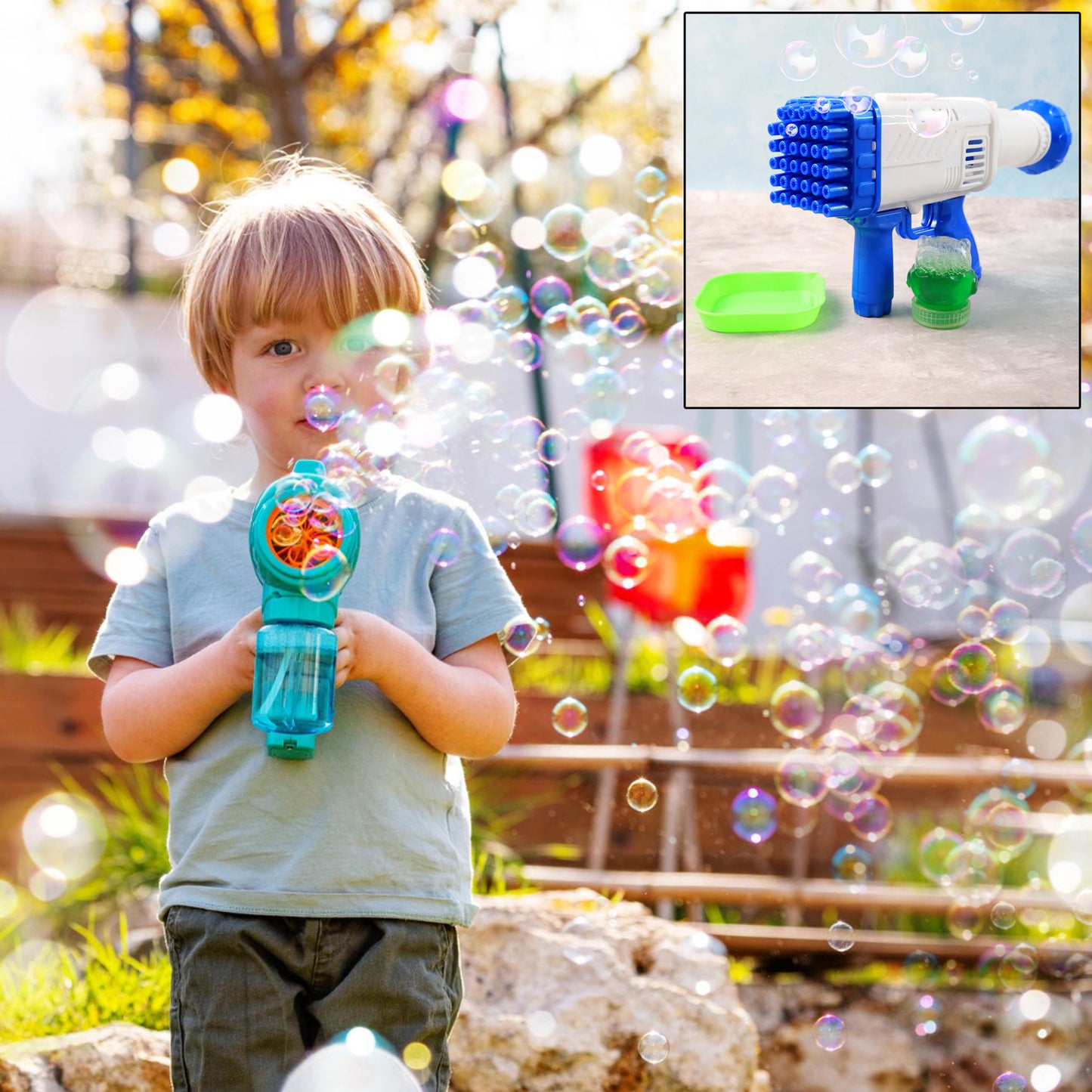 32 Holes Big Powerful Machine Bubble Gun Toys (1 Set)