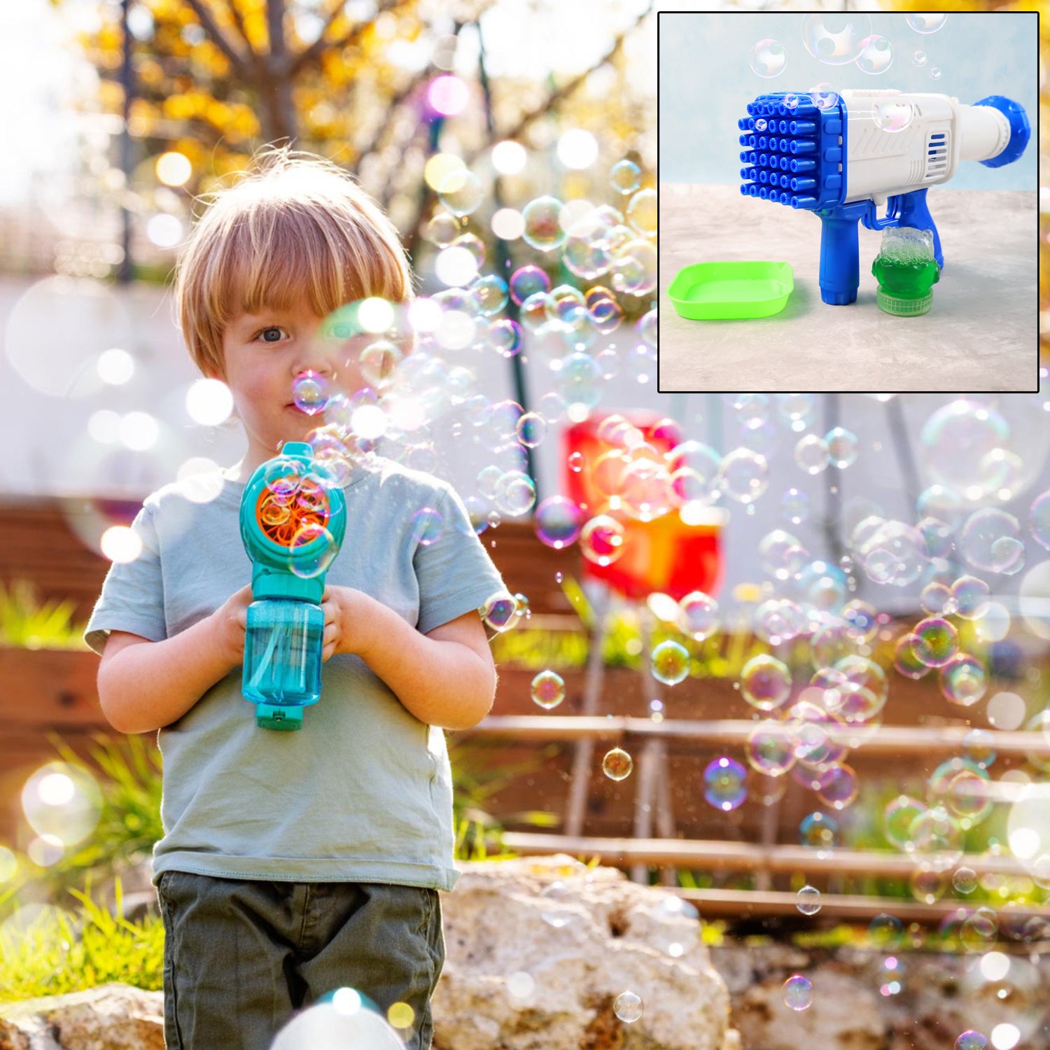 32 Holes Big Powerful Machine Bubble Gun Toys (1 Set)