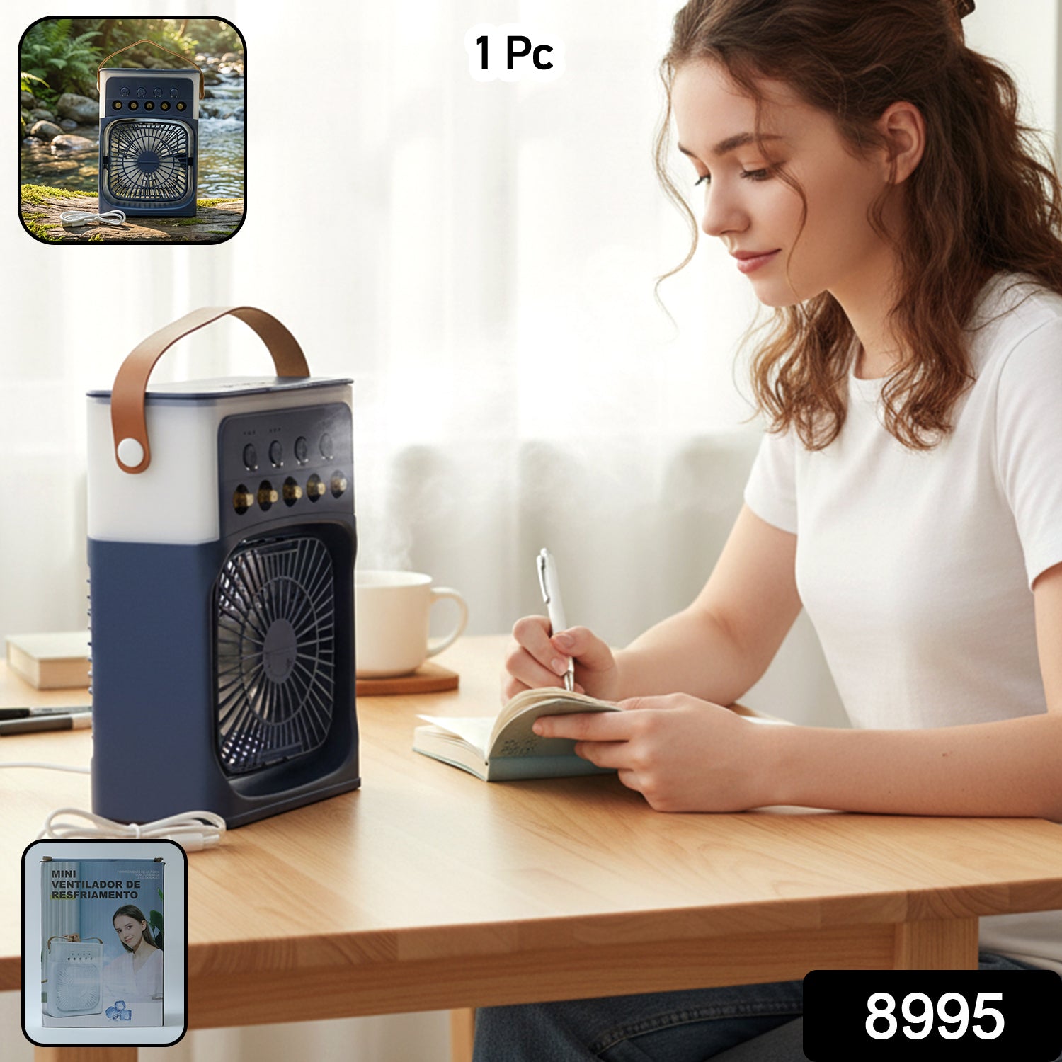 compact desktop air cooler fan portable design