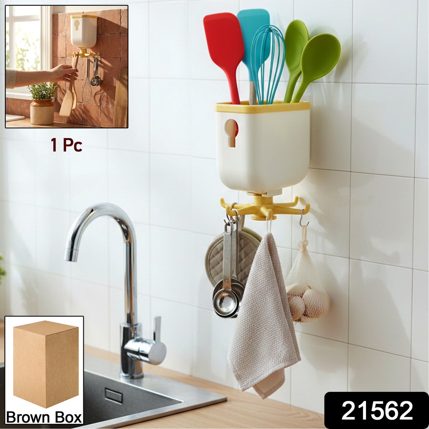 Storage hook holding a kitchen towel