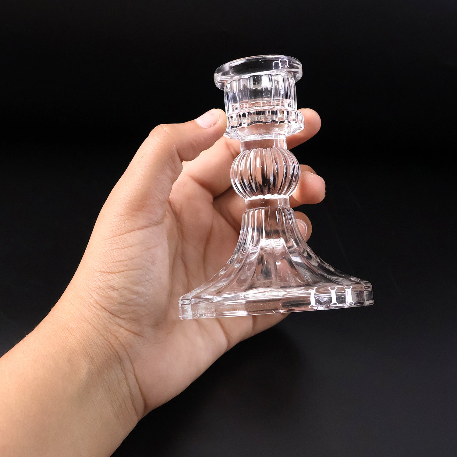 Elegant Crystal Glass Candle Holder Stand (1 Pc)