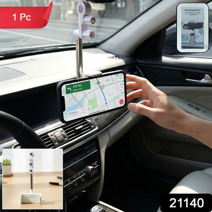 Rearview mirror phone mount holding smartphone