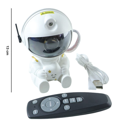 Side view of astronaut galaxy star projector lamp